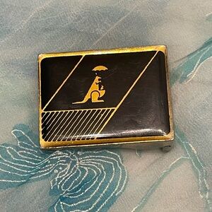 Vintage Lacoste Black and Gold Kangaroo Belt Buckle